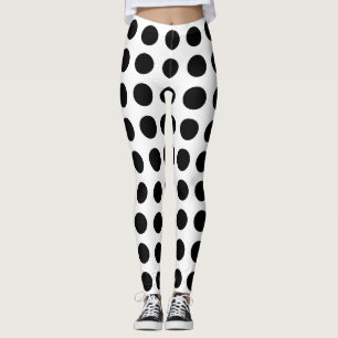 Schwarz auf weiße große horizontale Polka-Punkte Leggings