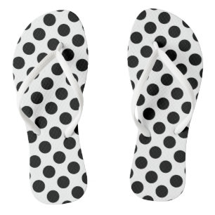 Schwarz auf weiße große Polka-Punkte Badesandalen