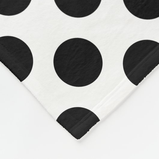Schwarz auf weiße große Polka-Punkte Fleecedecke (Ecke)