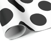 Schwarz auf weiße große Polka-Punkte Geschenkpapier (Rolleneckpunkt)