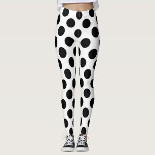 Schwarz auf weiße große Polka-Punkte Leggings