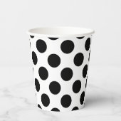 Schwarz auf weiße große Polka-Punkte Pappbecher (Rückseite)
