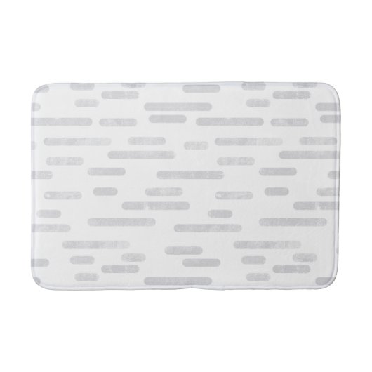 Schwarz auf weißem, abgerundetem Linienmuster Badematte (Vorderseite)