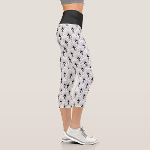 Schwarz auf weißem Art-Deko-Muster Capri Leggings