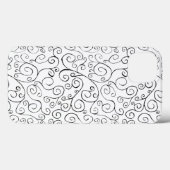 Schwarz auf weißem, handgemalten, kurvigem Muster Case-Mate iPhone Hülle (Rückseite (Horizontal))