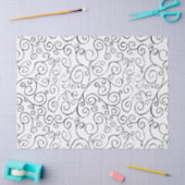 Schwarz auf weißem, handgemalten, kurvigem Muster Seidenpapier (Basteln)