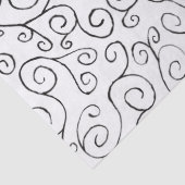 Schwarz auf weißem, handgemalten, kurvigem Muster Seidenpapier (Detail)