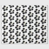 Schwarz auf weißem Hibiskus Geschenkpapier (Flach)