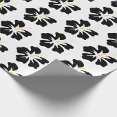 Schwarz auf weißem Hibiskus Geschenkpapier (Ecke)