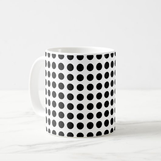 Schwarz auf weißem Medium Größe Horizontal Polka P Kaffeetasse (Vorderseite Links)