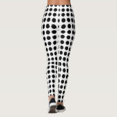 Schwarz auf weißem Medium Größe Horizontal Polka P Leggings (Rückseite)