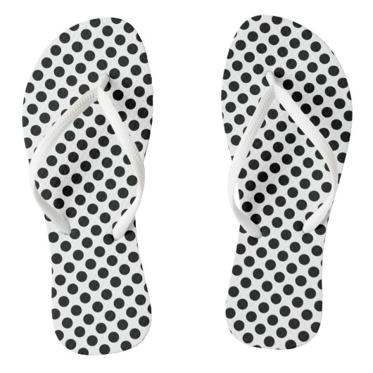 Schwarz auf weißem Medium Polka Dots Badesandalen (Fußbett)