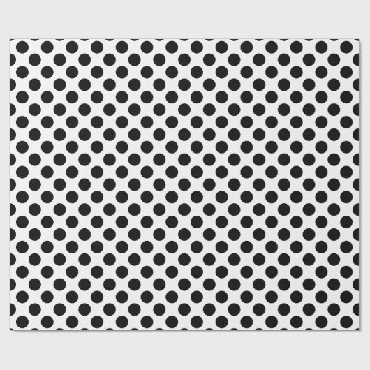 Schwarz auf weißem Medium Polka Dots Geschenkpapier (Flach)