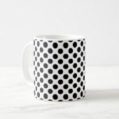 Schwarz auf weißem Mittelformat Polka Dots Muster Kaffeetasse (Vorderseite Links)
