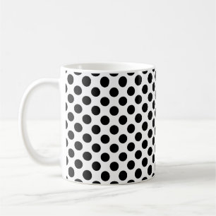 Schwarz auf weißem Mittelformat Polka Dots Muster Kaffeetasse