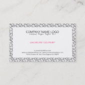 Schwarz auf weißem, modernem Muster Visitenkarte (Rückseite)