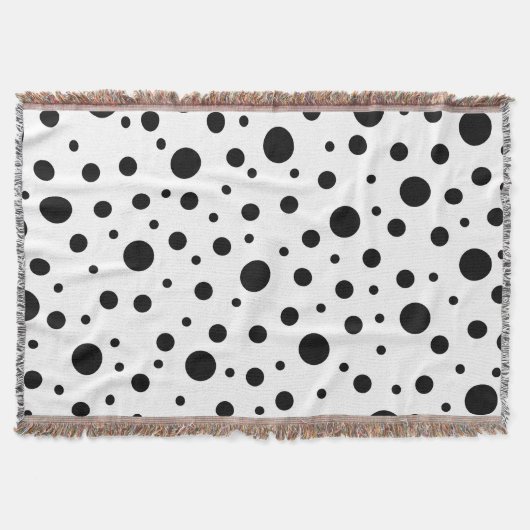 Schwarz auf weißem Polka-Dot-Muster Decke (Vorderseite)