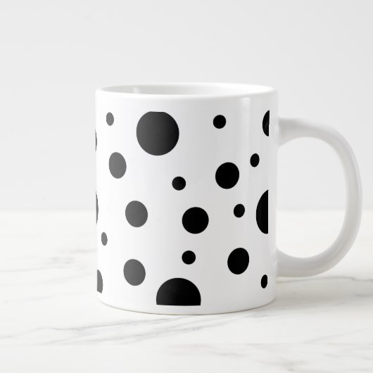 Schwarz auf weißem Polka-Dot-Muster Jumbo-Tasse (Rechts)