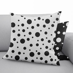 Schwarz auf weißem Polka-Dot-Muster Kissen