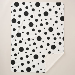 Schwarz auf weißem Polka-Dot-Muster Sherpadecke