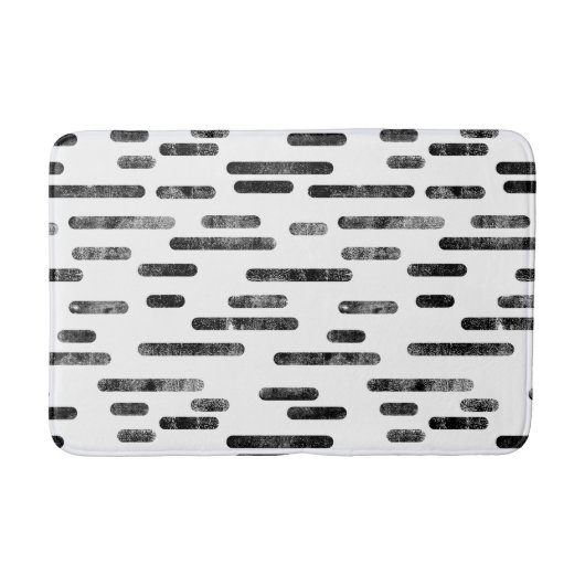 Schwarz auf weißem, undurchsichtigem Linienmuster Badematte (Vorderseite)
