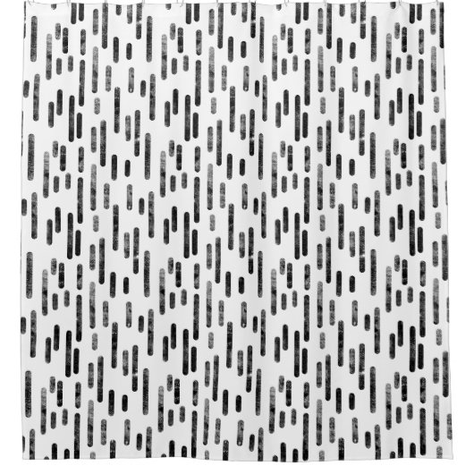 Schwarz auf weißem, undurchsichtigem Linienmuster Duschvorhang (Vorderseite)