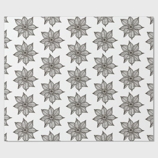 Schwarz auf weißen Blume Geschenkpapier (Flach)