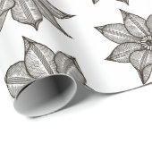 Schwarz auf weißen Blume Geschenkpapier (Rolleneckpunkt)