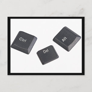 Schwarz auf weißen Computertasten neu starten Postkarte