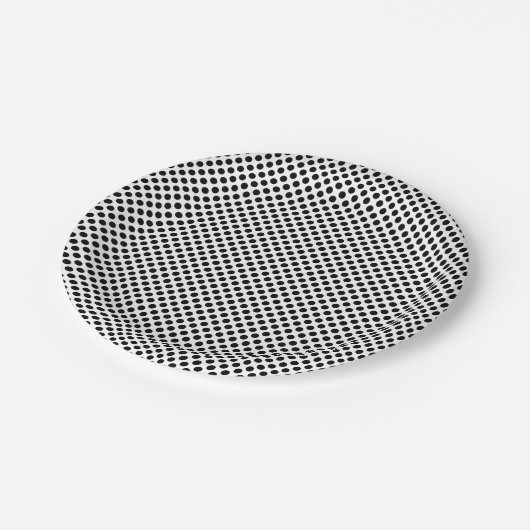 Schwarz auf weißen kleinen Polka-Punkten Pappteller (Schrägansicht)