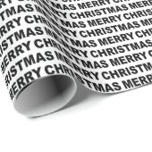 Schwarz auf weißes Weihnachtstypografie-Wrapping P Geschenkpapier (Rolleneckpunkt)
