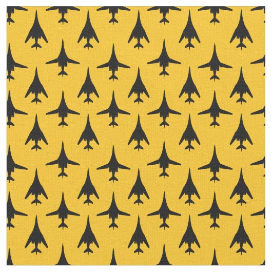 Schwarz auf Yellow B-1 Spirit Bomber Muster Stoff (Nahaufnahme)