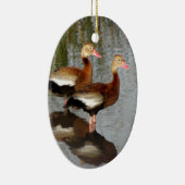 Schwarz-aufgeblähte pfeifende Ente Keramikornament (Rechts)