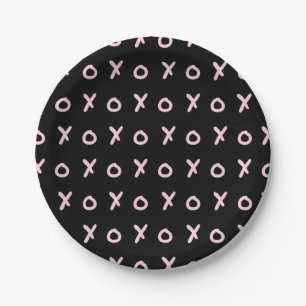Schwarz & Baby Pink X O XO XO's Trendige Süße Pappteller