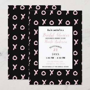 Schwarz & Baby Rosa X O XO XO's Trendige Babyshowe Einladung