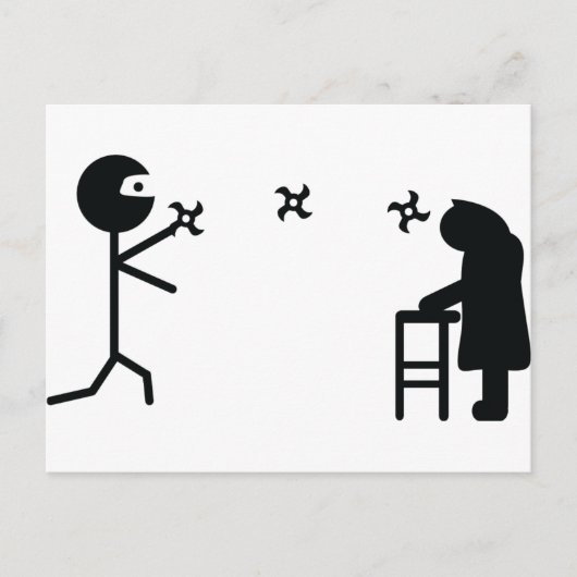 Schwarz-Bad Ninja Kampf Großmutter Postkarte (Vorderseite)