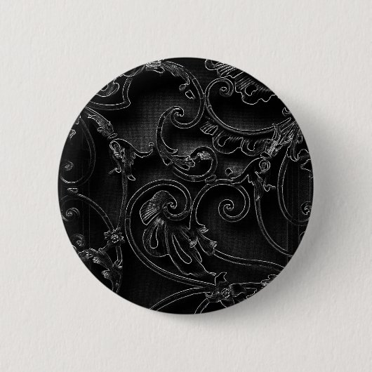 Schwarz-Barockwirbelmuster Button (Vorderseite)