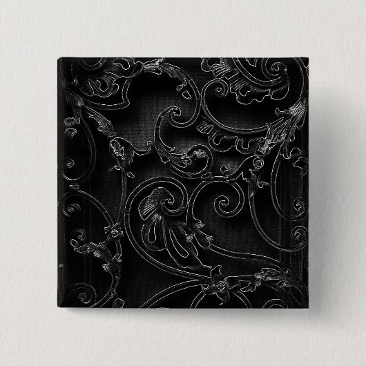 Schwarz-Barockwirbelmuster Button (Vorderseite)