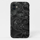 Schwarz-Barockwirbelmuster Case-Mate iPhone Hülle (Rückseite)