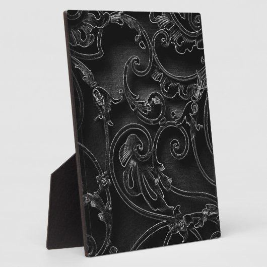Schwarz-Barockwirbelmuster Fotoplatte (Seite)