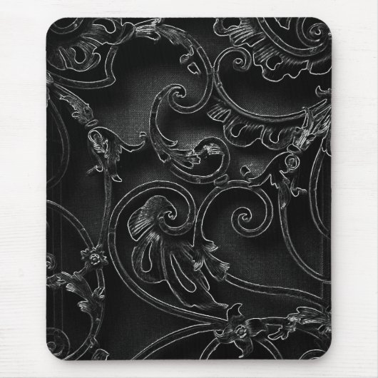 Schwarz-Barockwirbelmuster Mousepad (Vorne)