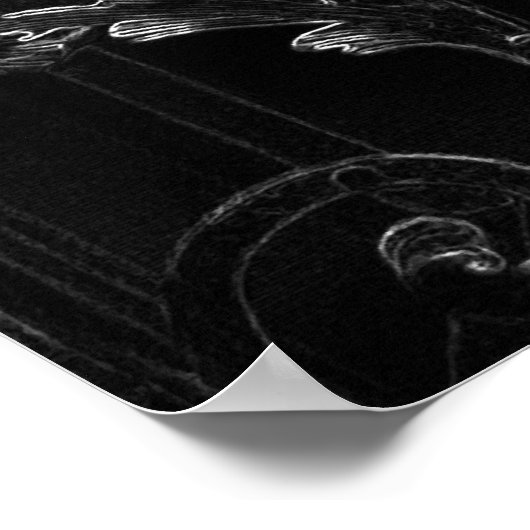 Schwarz-Barockwirbelmuster Poster (Ecke)