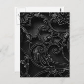Schwarz-Barockwirbelmuster Postkarte (Vorne/Hinten)