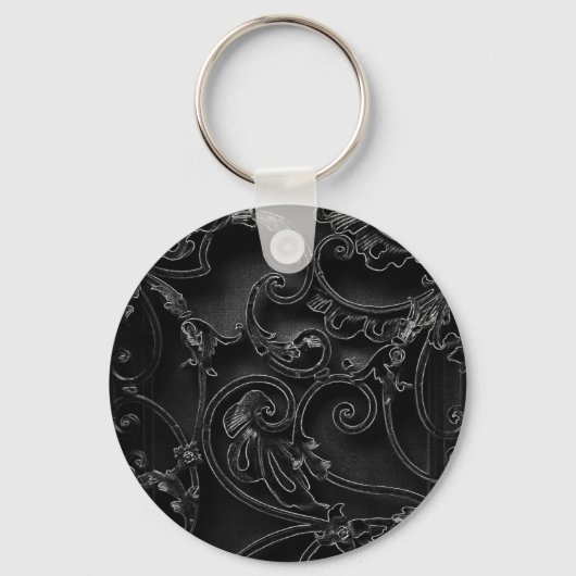 Schwarz-Barockwirbelmuster Schlüsselanhänger (Vorderseite)