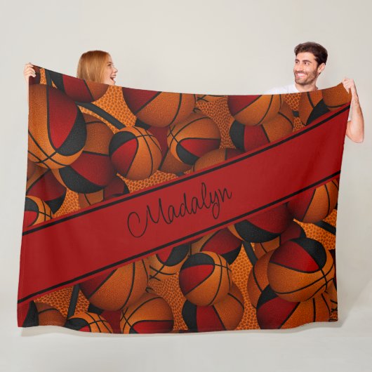 Schwarz-Basketball-Muster personalisiert Fleecedecke (Beispiel)