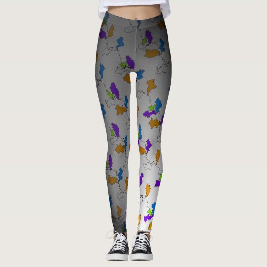 Schwarz bedruckte Leggings (Vorderseite)