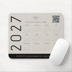 Schwarz Beige 2027 Kalender Geschäft Logo Unterneh Mousepad