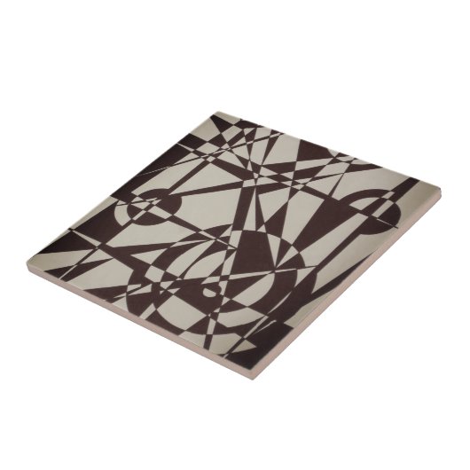 Schwarz & Beige/Cream Geometrie Moderne Abstrakte  Fliese (Seite)