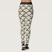 Schwarz-Beige-Deko-Blume Leggings (Rückseite)