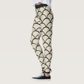 Schwarz-Beige-Deko-Blume Leggings (Links)